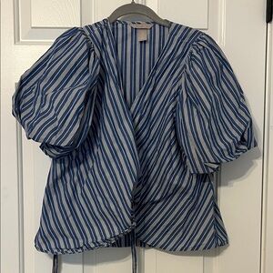 H&M Blue and White Striped Blouse